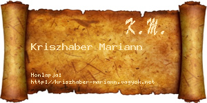 Kriszhaber Mariann névjegykártya